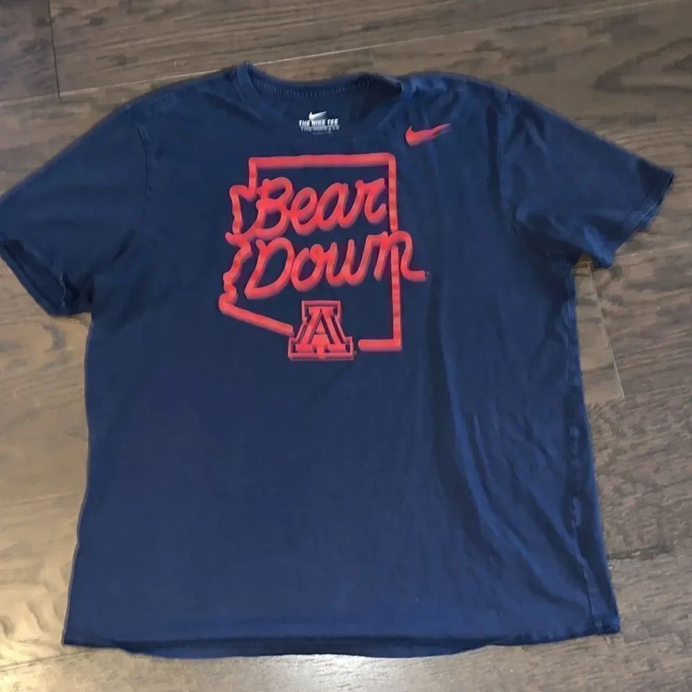 Nike Bear Down Navy Blue & Red worn Arizona Wildcats TEE T shirt XL